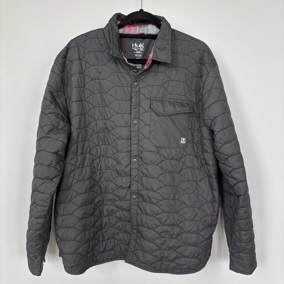 Huk Tarpon Gray Quilted Jacket Size XL - Picture 1 of 7